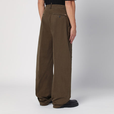 Dsquared2 Military green wide trousers with wear