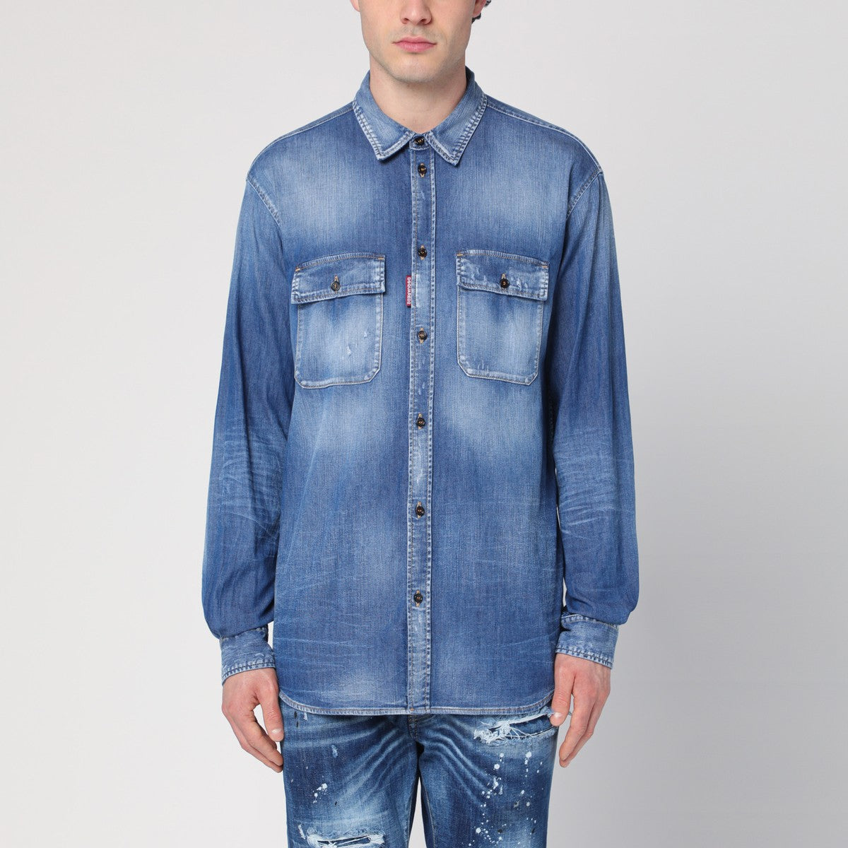 Dsquared2 Blue washed denim shirt