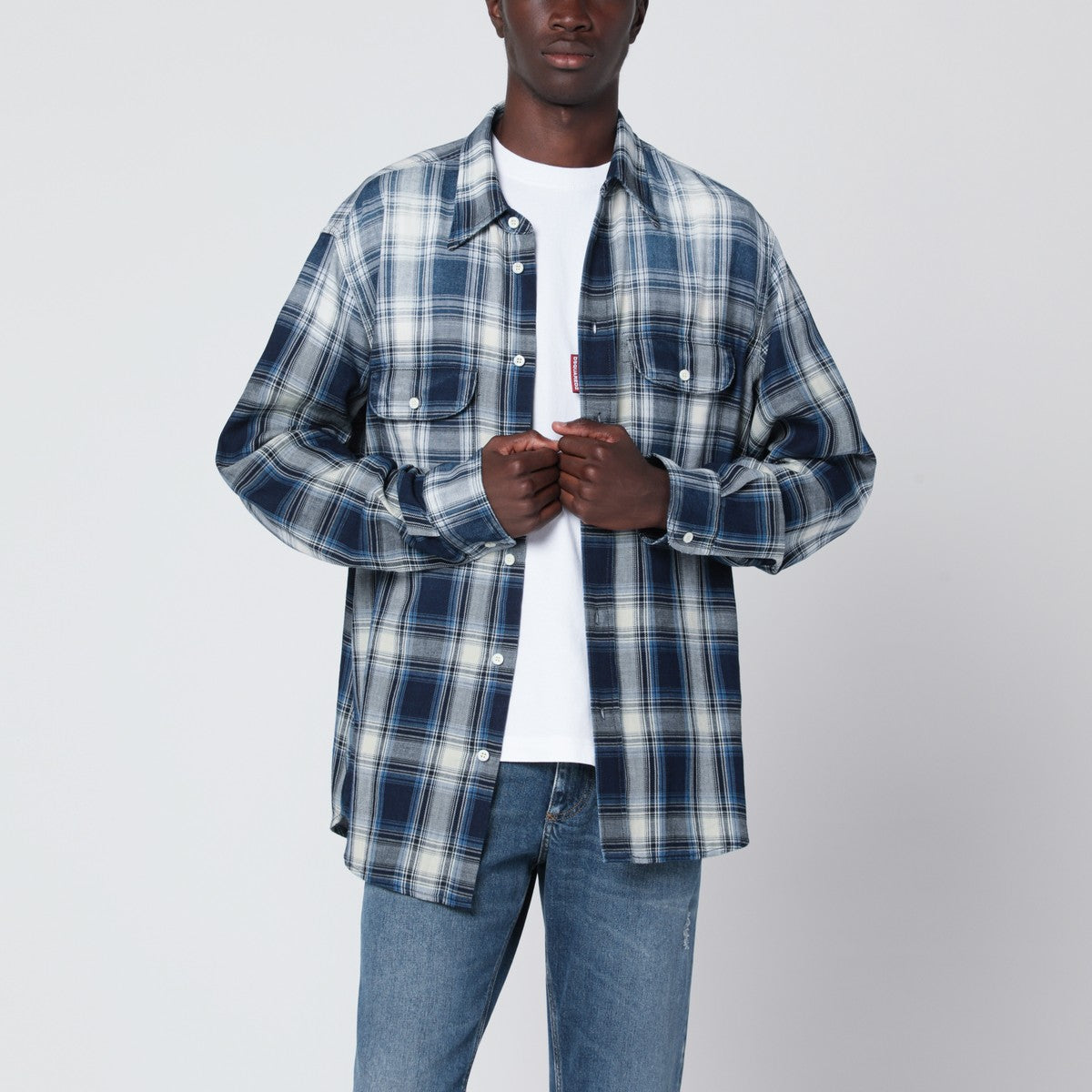 Dsquared2 Blue/white check patterned shirt