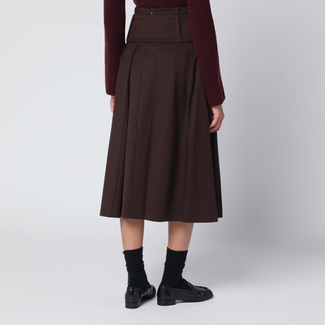Patou Brown midi skirt with belt