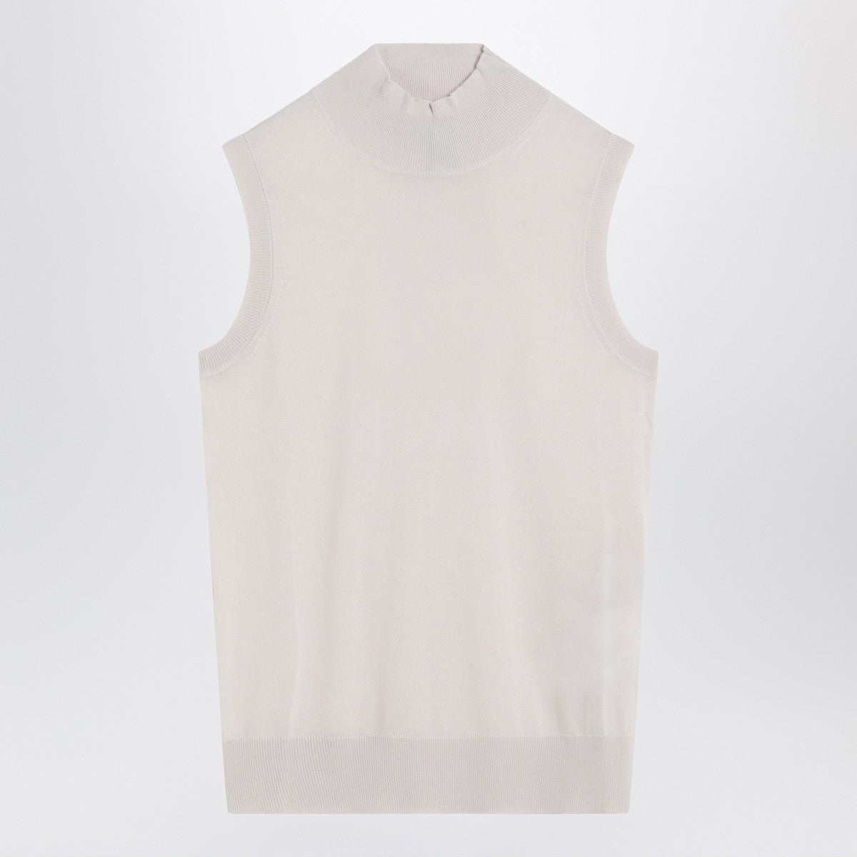 S Max Mara White turtleneck vest in wool