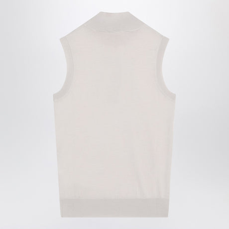 S Max Mara White turtleneck vest in wool