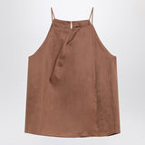 Max Mara Studio Tobacco-coloured ramie gauze top