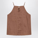 Max Mara Studio Tobacco-coloured ramie gauze top