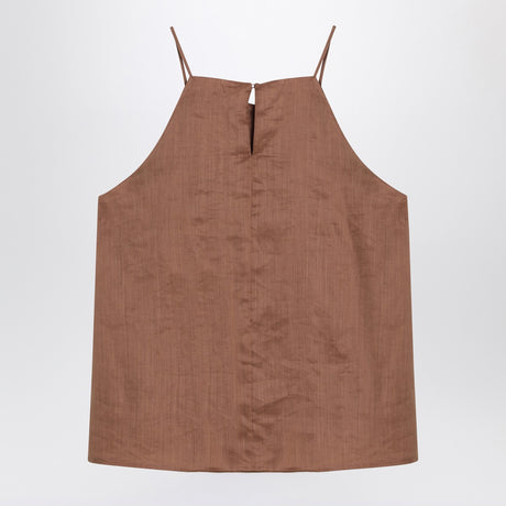 Max Mara Studio Tobacco-coloured ramie gauze top