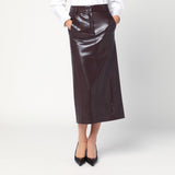 THE ANDAMANE Bordeaux faux leather midi skirt