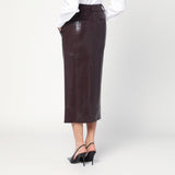 THE ANDAMANE Bordeaux faux leather midi skirt