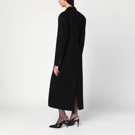 THE ANDAMANE Black long single-breasted coat in wool