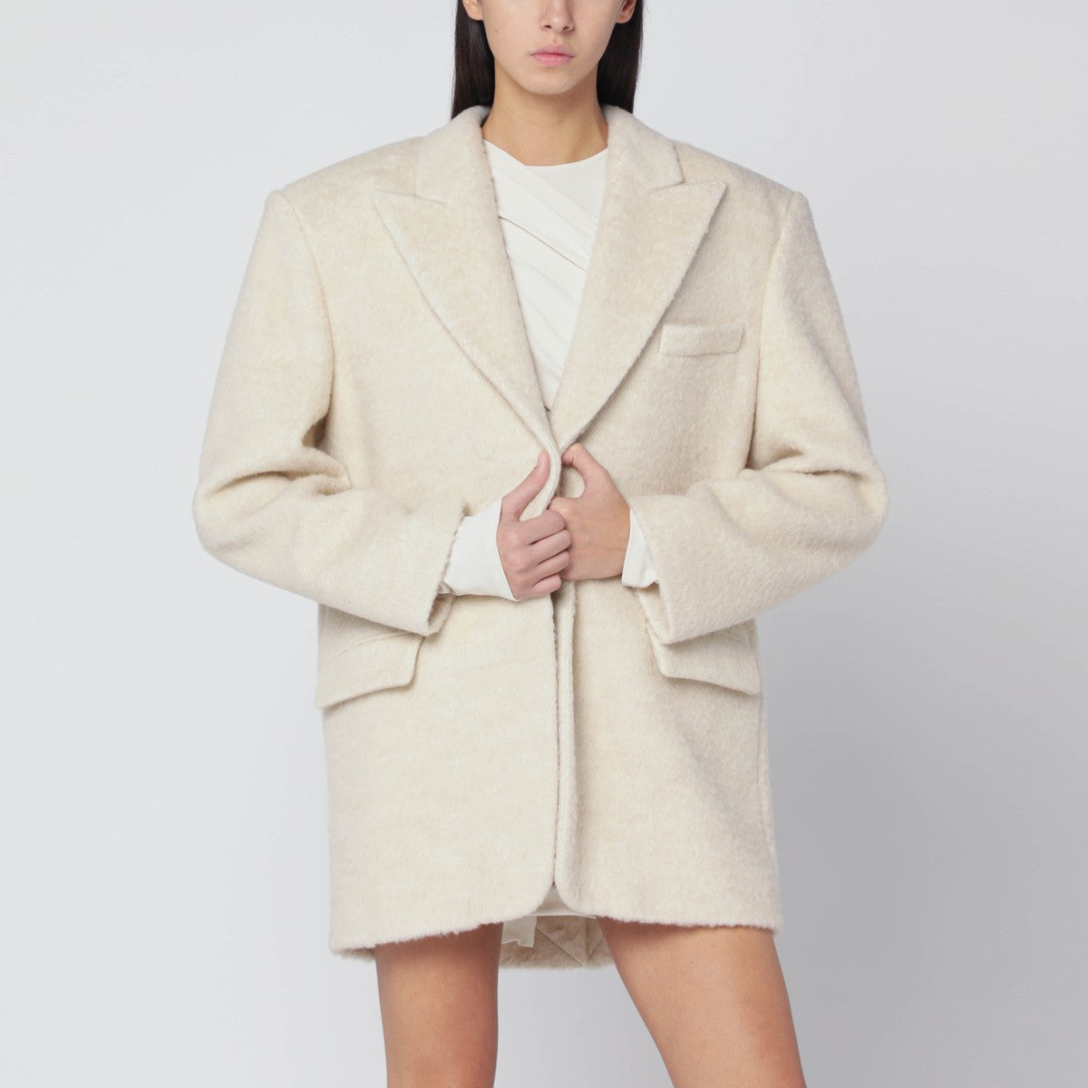THE ANDAMANE Oversized ivory jacket in wool blend