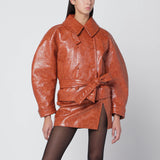 THE ANDAMANE Tan leather-effect belted jacket