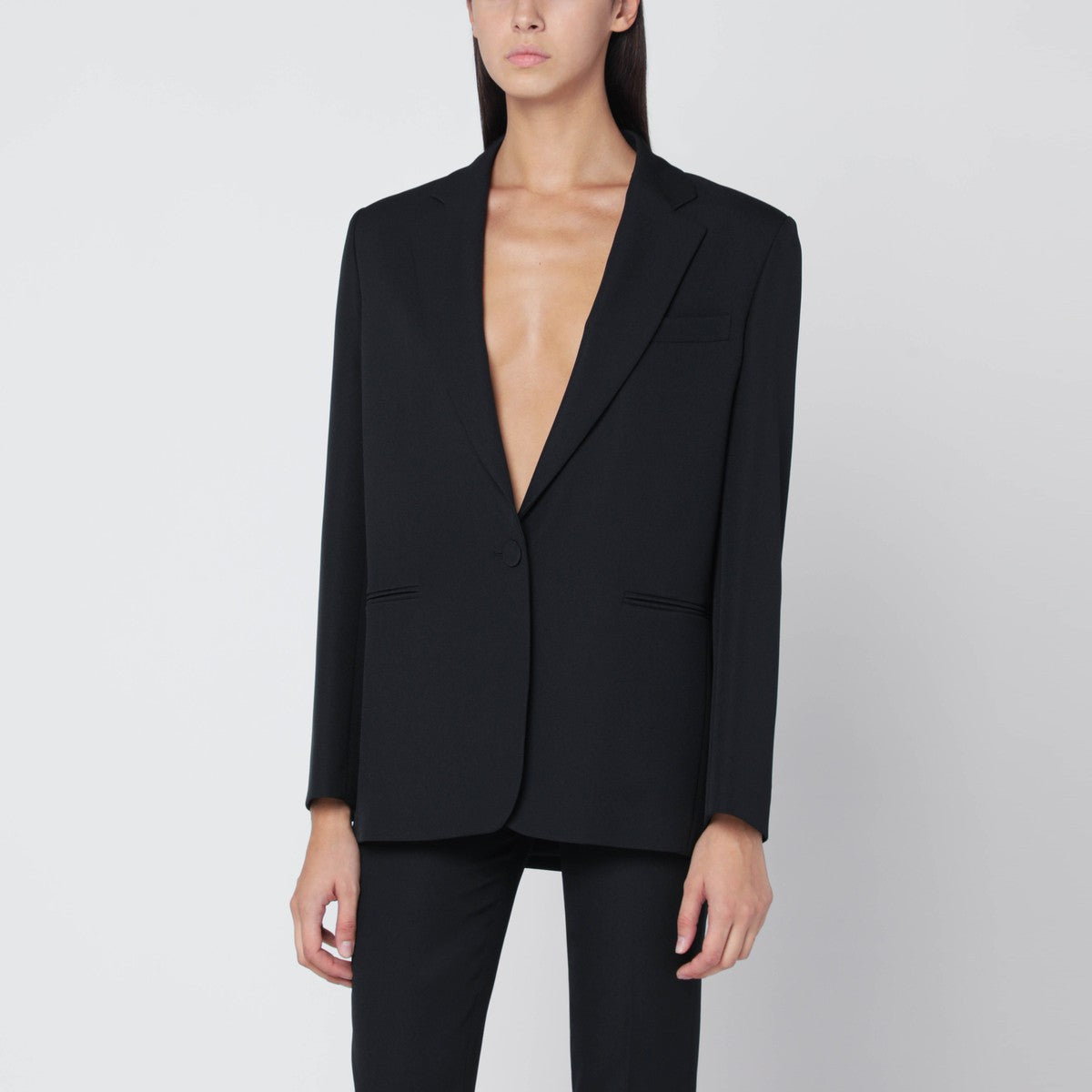 THE ANDAMANE Black Guia single-breasted jacket