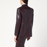 THE ANDAMANE Bordeaux faux leather single-breasted jacket