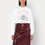 GANNI White sweater with logo print