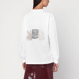 GANNI White sweater with logo print