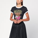 GANNI Dark grey cropped Teddy T-shirt