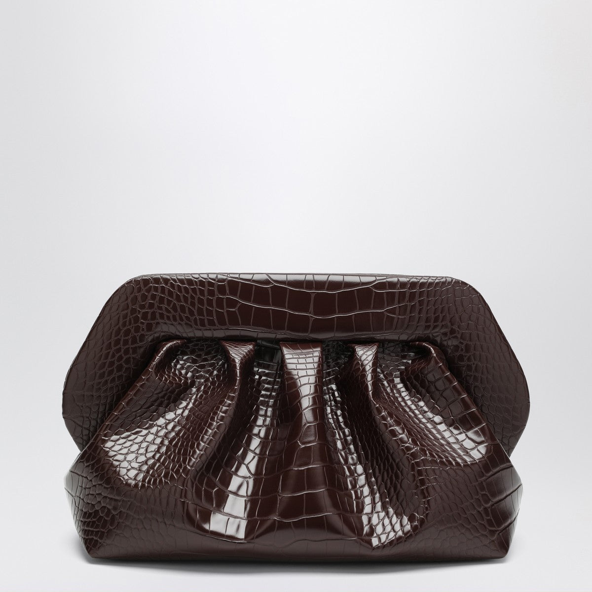 THEMOIRè Medium Bios clutch ebony crocodile effect