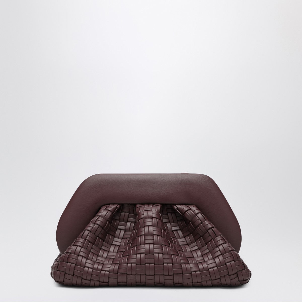 THEMOIRè Plum colored woven clutch Tia