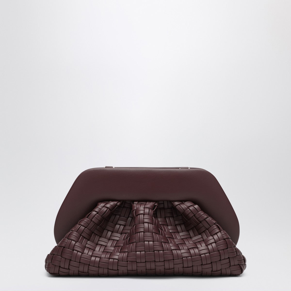 THEMOIRè Plum colored woven clutch Tia