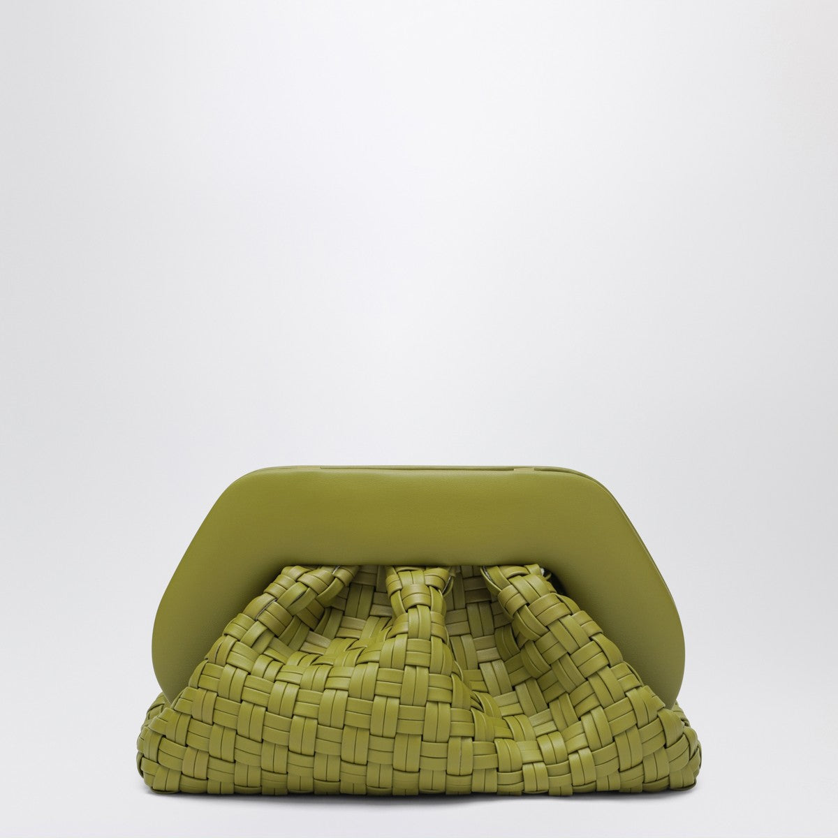 THEMOIRè Kiwi colored braided clutch Tia