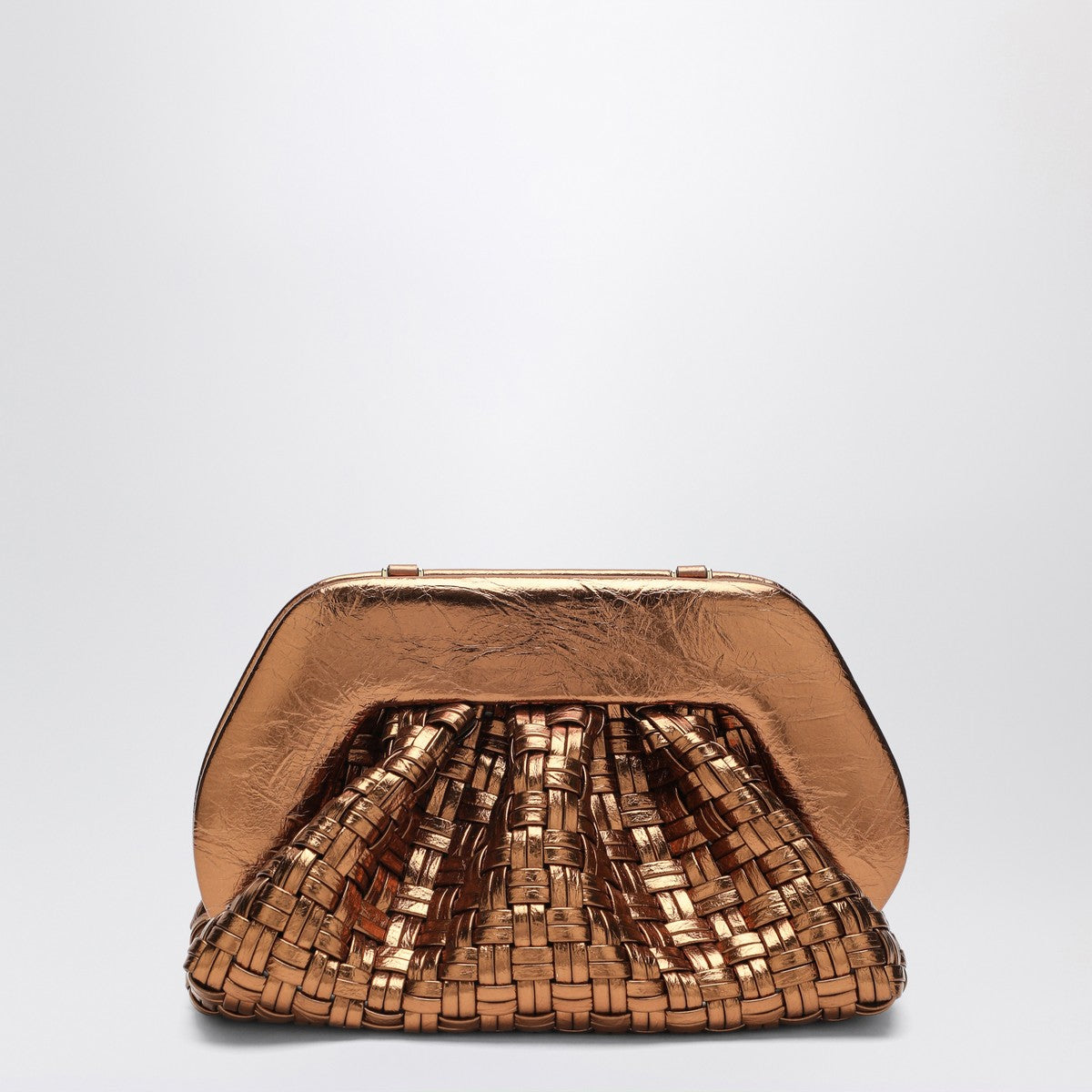 THEMOIRè Micro woven bronze laminate clutch Tia
