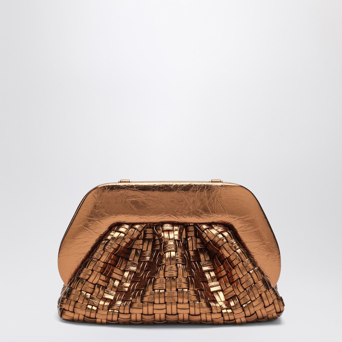 THEMOIRè Micro woven bronze laminate clutch Tia