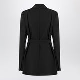 Sportmax Long double-breasted black jacket with belt