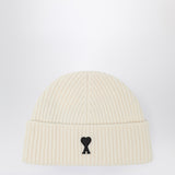 Ami Paris White wool Ami De Coeur beanie