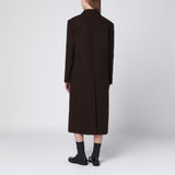 Dunst Brown single-breasted wool-blend coat