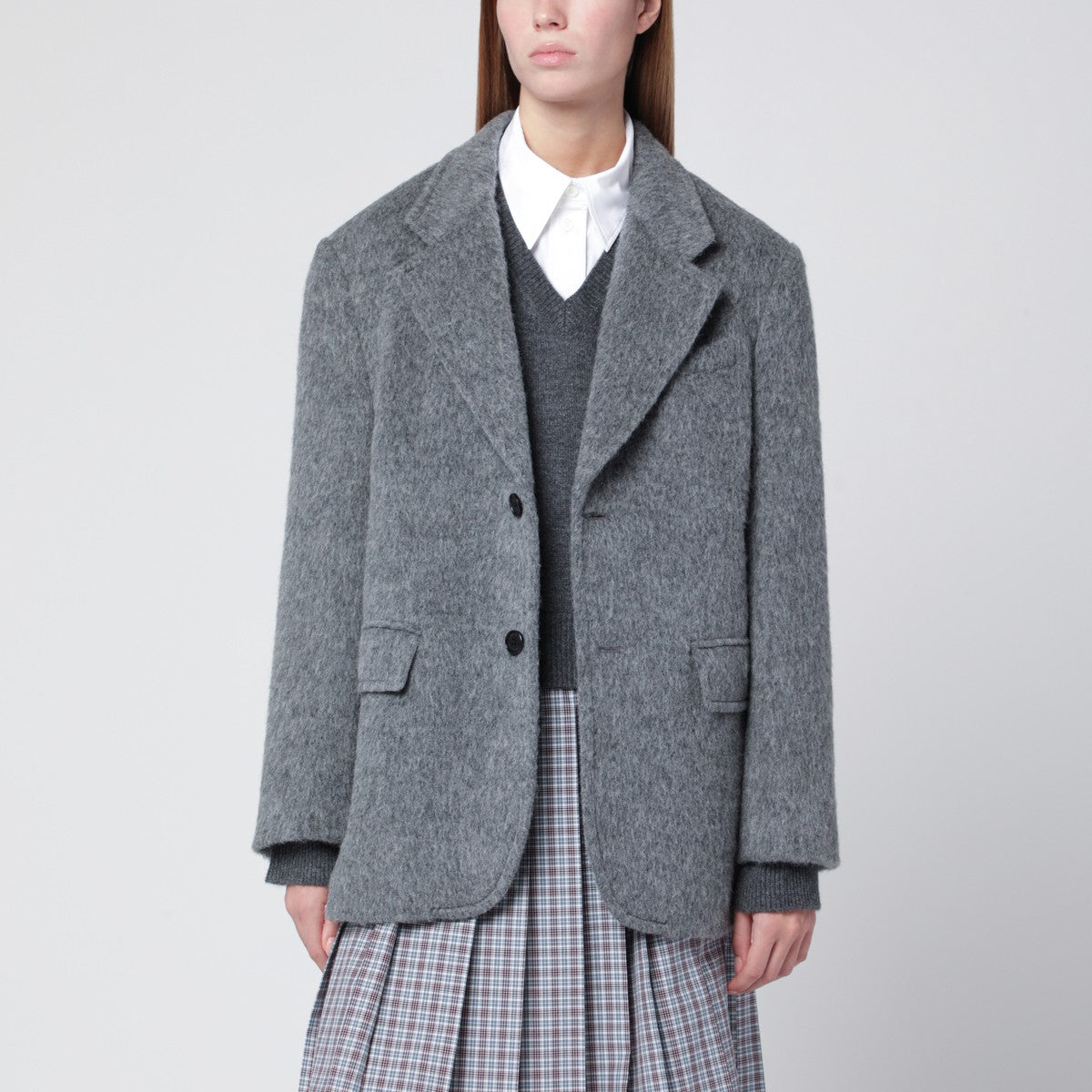 Dunst Grey mélange wool-blend jacket