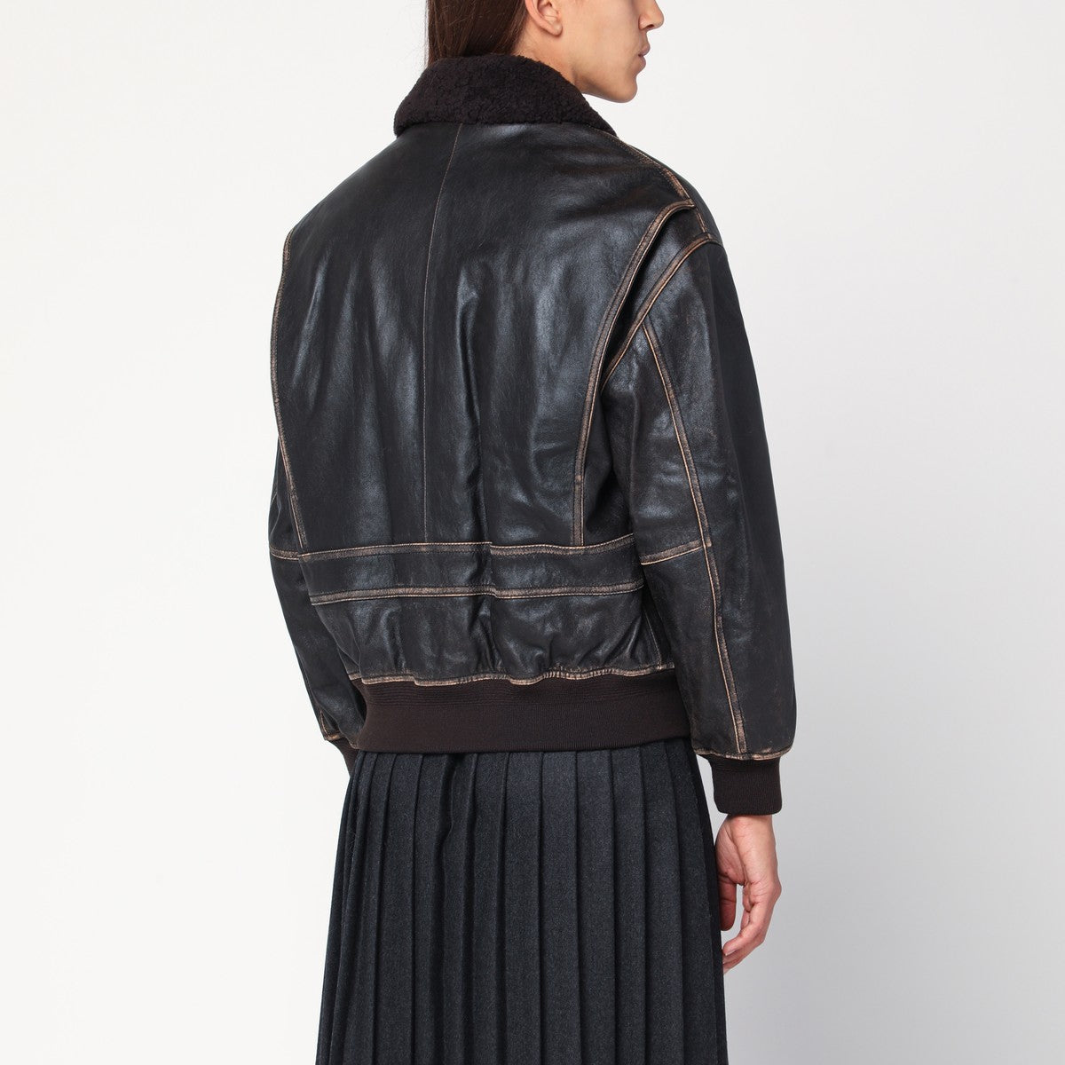 Dunst Brown vintage-effect bomber jacket