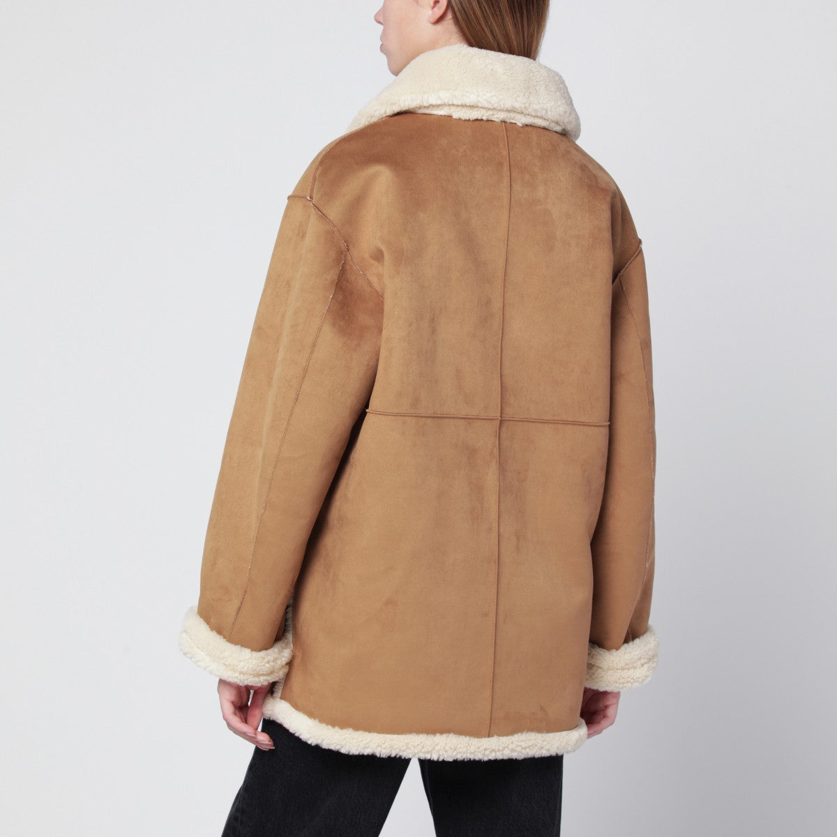 Dunst Beige faux-leather shearling-effect coat