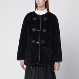 Dunst Black shearling-effect fabric jacket