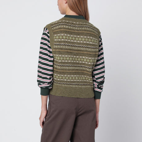 Dunst Olive green wool blend waistcoat