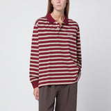 Dunst Burgundy striped cotton polo shirt