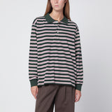 Dunst Dark green striped cotton polo shirt