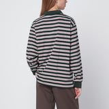 Dunst Dark green striped cotton polo shirt