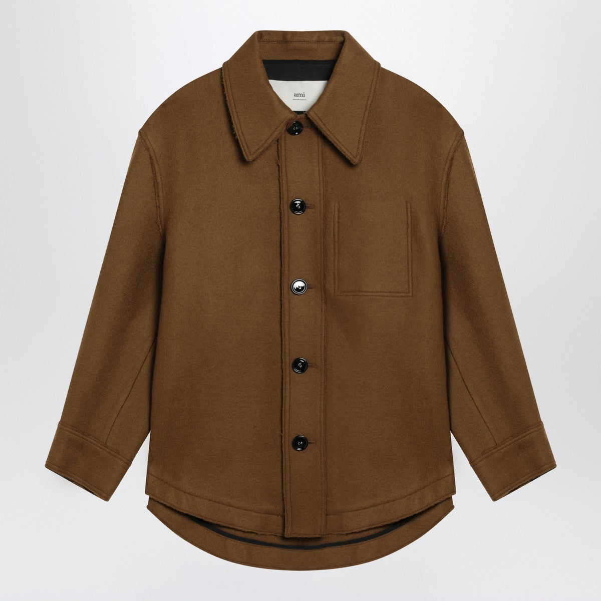 Ami Paris Hazelnut wool shirt with pockets
