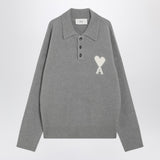 Ami Paris Ami De Coeur grey polo sweater