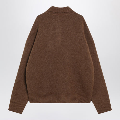 Ami Paris Ami De Coeur polo sweater in hazelnut color