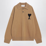 Ami Paris Camel-coloured Ami De Coeur polo sweater