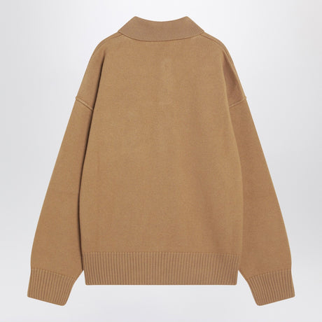 Ami Paris Camel-coloured Ami De Coeur polo sweater