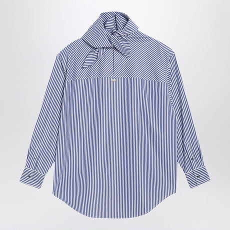 Ami Paris Blue striped poplin shirt with scarf