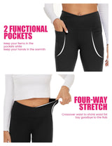 Flared Pants - Cropped Cross Waist Pockets Polyester Double Mill 2 Coffee Light Apricots