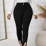 Ladies' Buttoned Pants With Slit At The Hem For Slimming And Slimming, Commuting Daily Pants, Long Pants