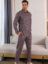 Ice Silk Long Sleeve Long Pants Men's Pajama Set