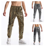 Men's New Round Wave Bronzing Hip Hop Glossy Casual Pants Men