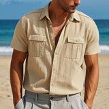 Solid Color Collage Pocket Loose Lapels Cardigan