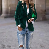 Women's Solid Color Notch Lapel Blazer - Slim Fit Long Sleeve Formal Jacket, Autumn&Winter Elegant Office Wear