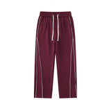 Retro Loose And Simple Color Collision Design Casual Trousers