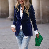 Women's Solid Color Notch Lapel Blazer - Slim Fit Long Sleeve Formal Jacket, Autumn&Winter Elegant Office Wear